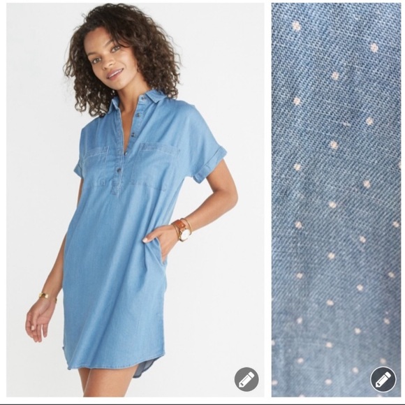 Marine Layer Dresses & Skirts - Marine Layer Rebecca polka dot chambray dress #705